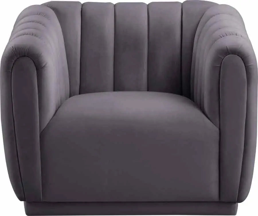 Dixie Velvet Chair In Grey - ATL FURNITURE