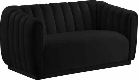 Dixie Velvet Loveseat In Black - ATL FURNITURE