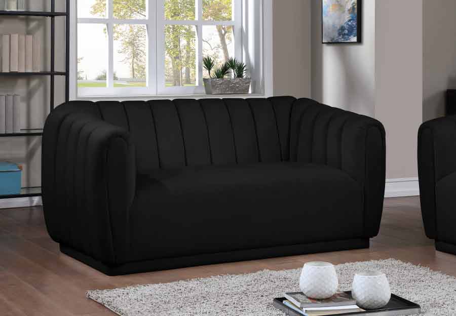 Dixie Velvet Loveseat In Black - ATL FURNITURE