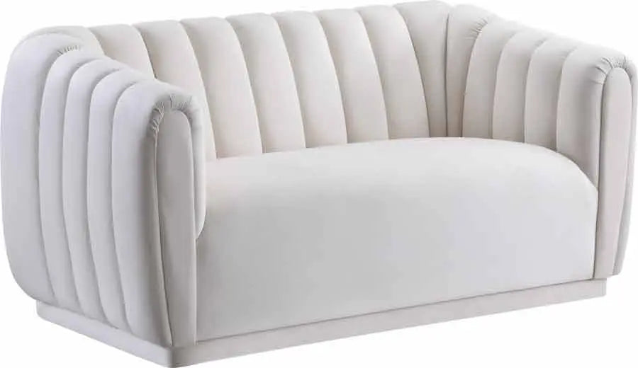 Dixie Velvet Loveseat In Cream - ATL FURNITURE