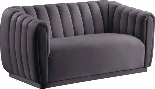 Dixie Velvet Loveseat In Grey - ATL FURNITURE