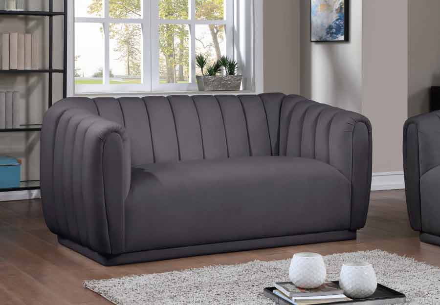 Dixie Velvet Loveseat In Grey - ATL FURNITURE