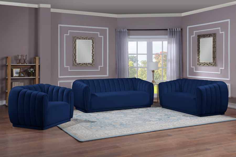 Dixie Velvet Loveseat In Navy - ATL FURNITURE