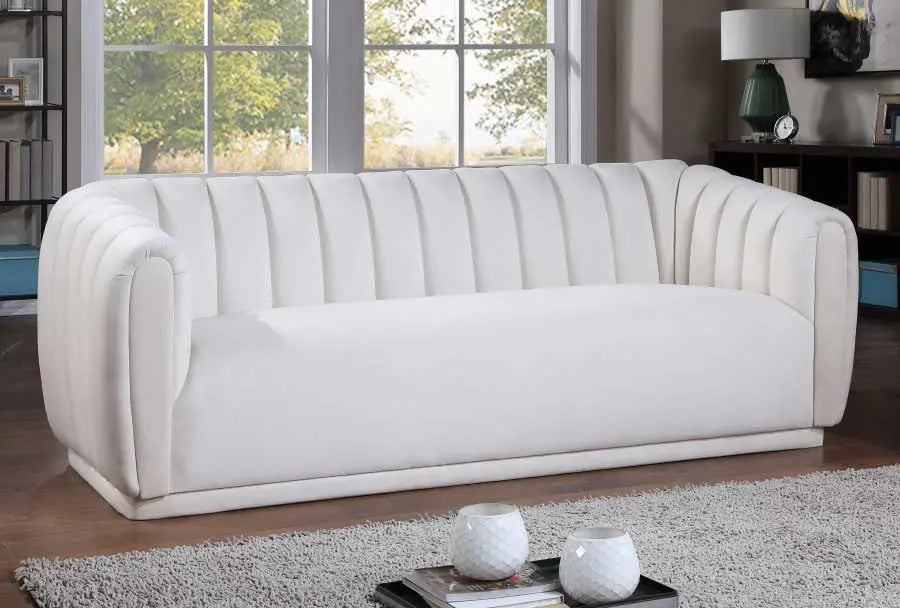 Dixie Velvet Sofa In Cream - ATL FURNITURE