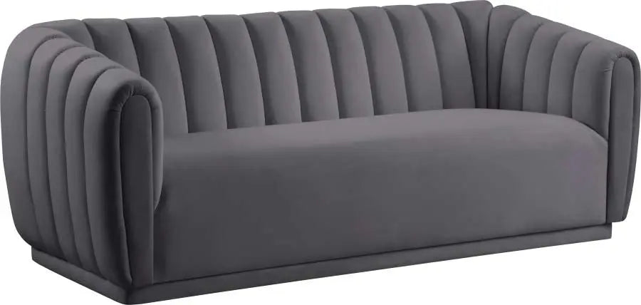 Dixie Velvet Sofa In Grey - ATL FURNITURE