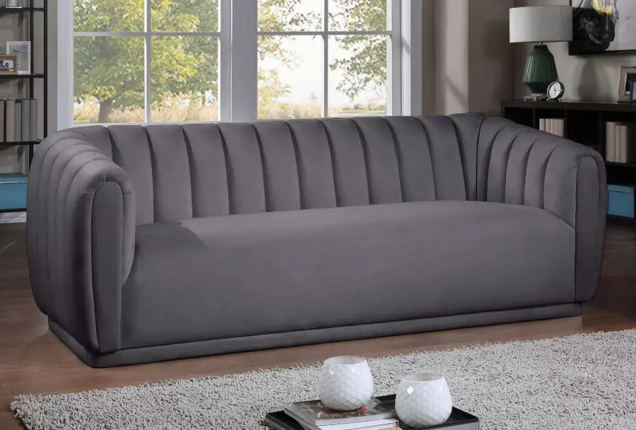 Dixie Velvet Sofa In Grey - ATL FURNITURE