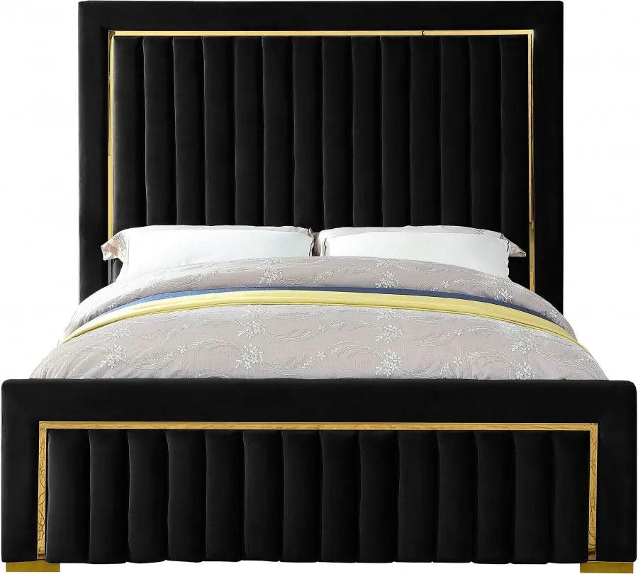 Dolce Velvet King Bed In Black - ATL FURNITURE