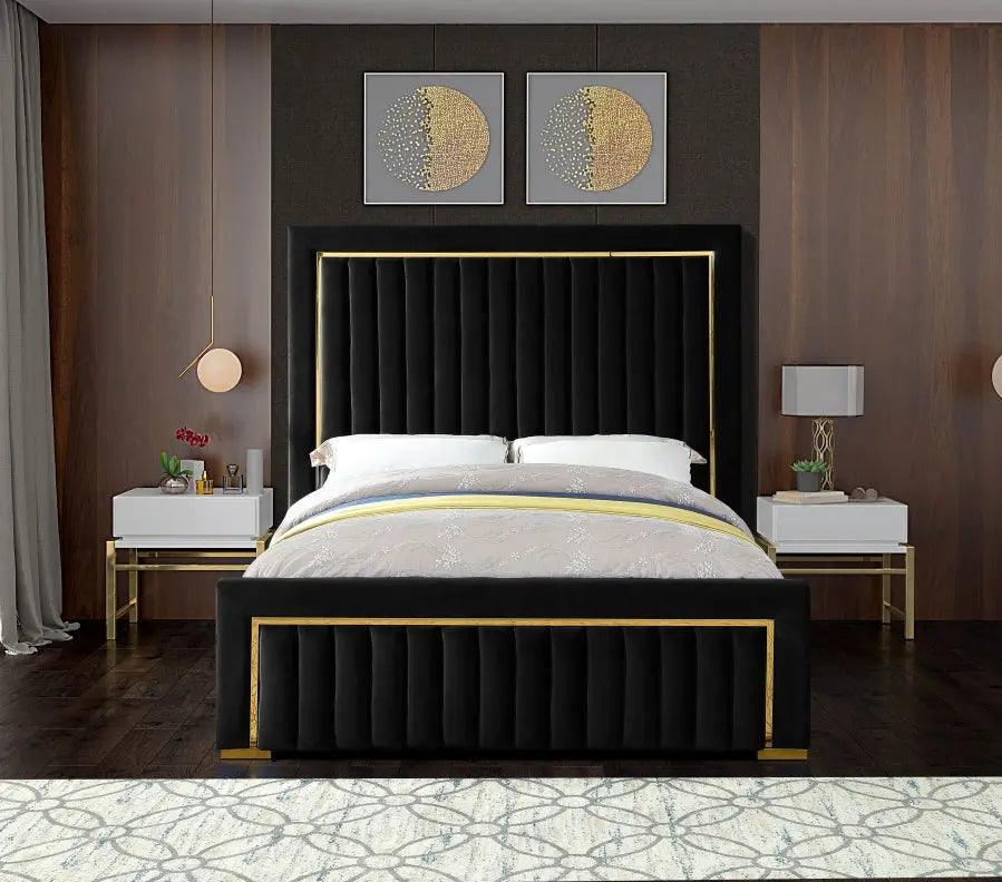 Dolce Velvet King Bed In Black - ATL FURNITURE