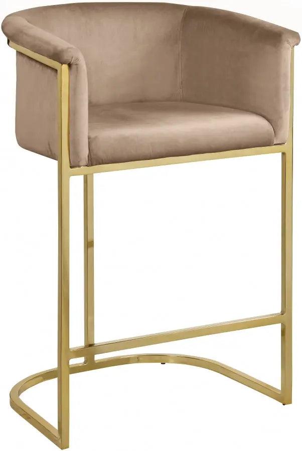 Donatella Velvet Counter Stool In Beige - 700Beige-C - ATL FURNITURE