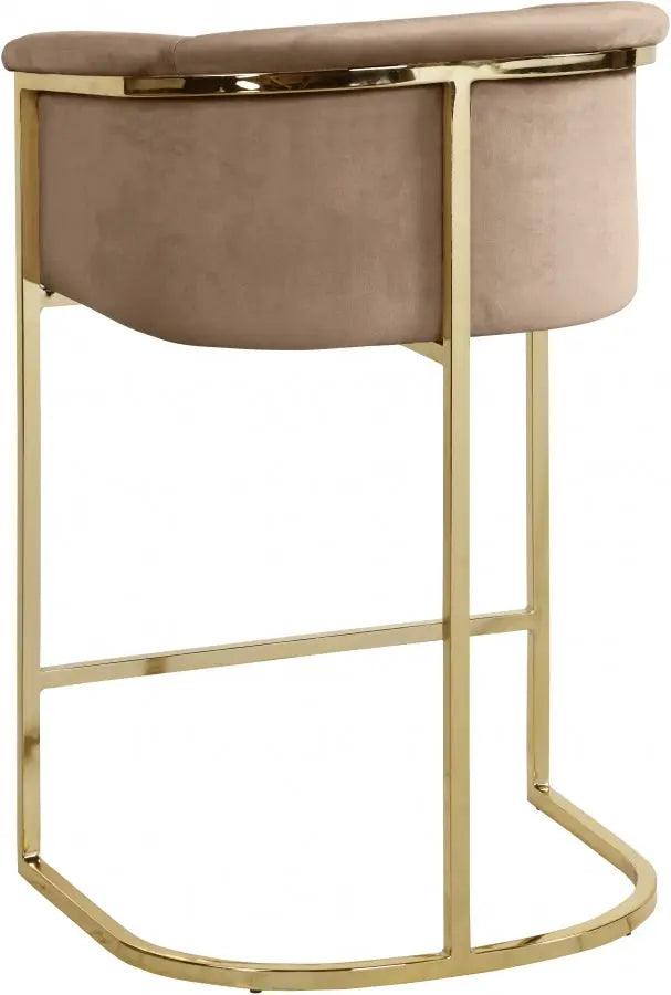 Donatella Velvet Counter Stool In Beige - 700Beige-C - ATL FURNITURE