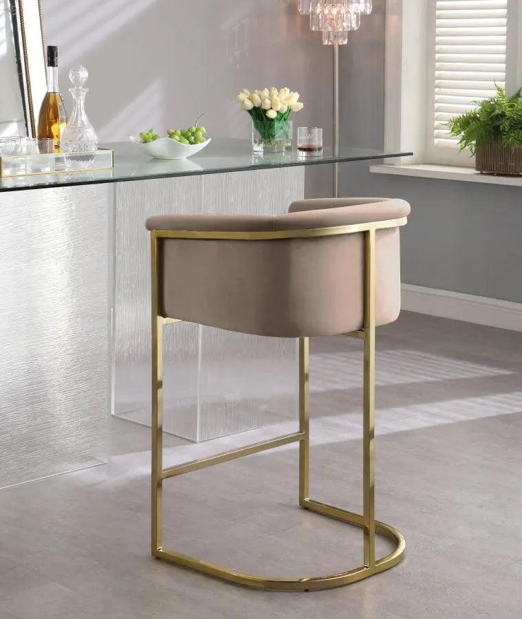 Donatella Velvet Counter Stool In Beige - 700Beige-C - ATL FURNITURE