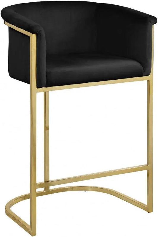 Donatella Velvet Counter Stool In Black - 700Black-C - ATL FURNITURE