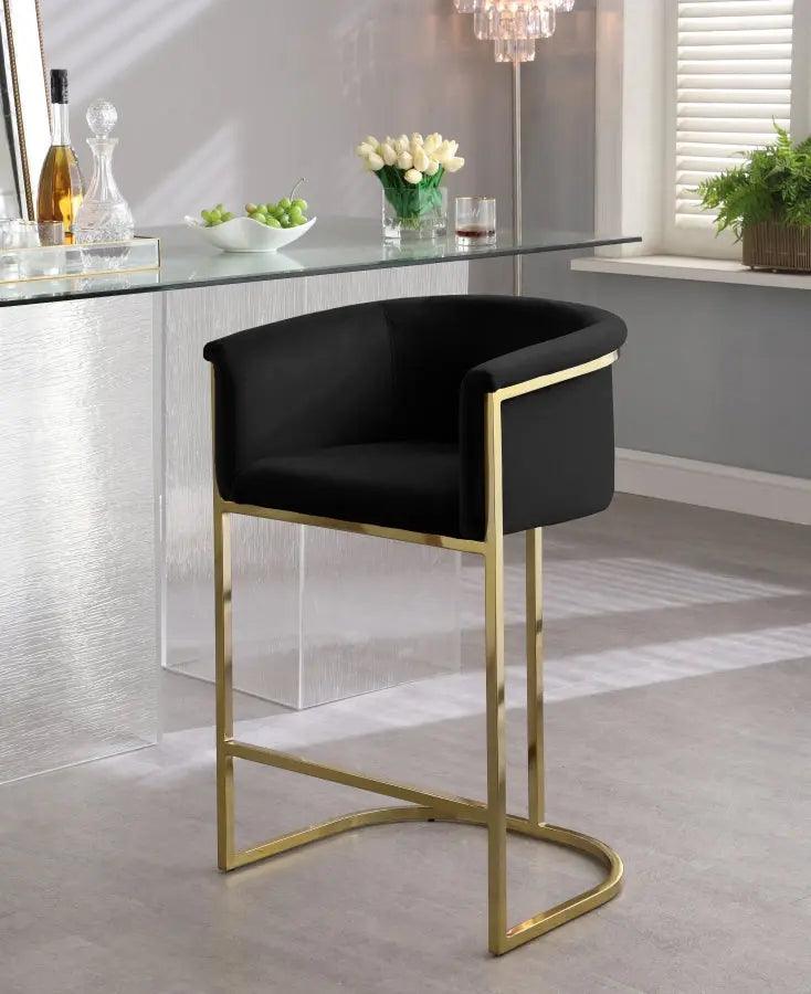 Donatella Velvet Counter Stool In Black - 700Black-C - ATL FURNITURE