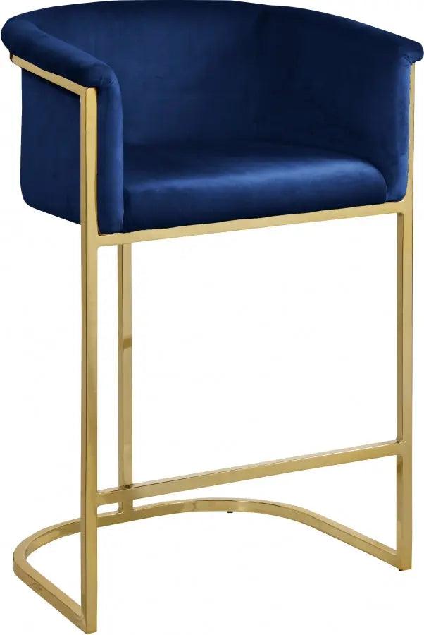 Donatella Velvet Counter Stool In Navy - 700Navy-C - ATL FURNITURE