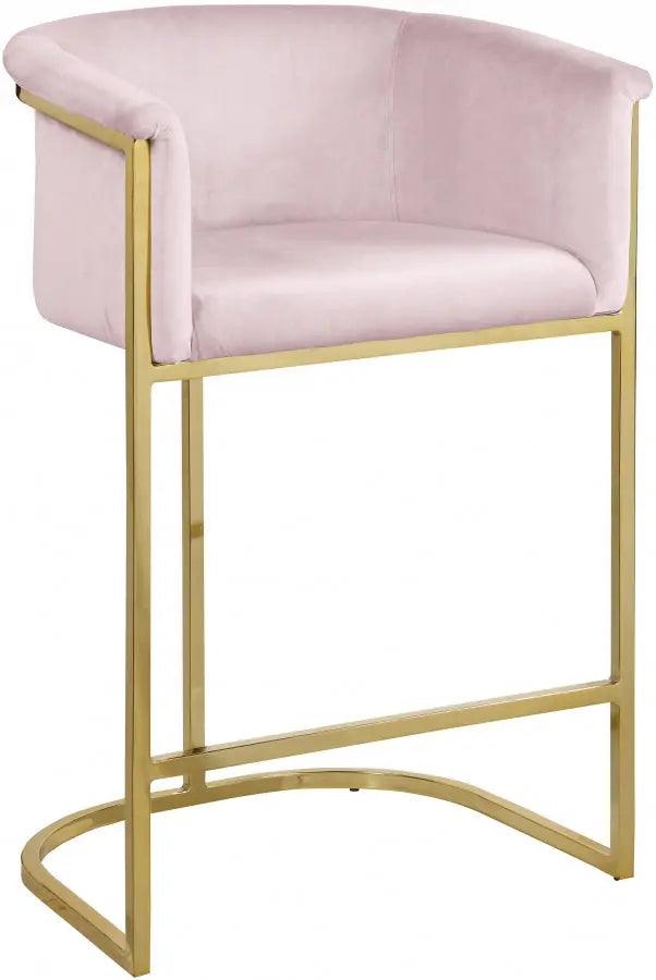 Donatella Velvet Counter Stool In Pink - 700Pink-C - ATL FURNITURE