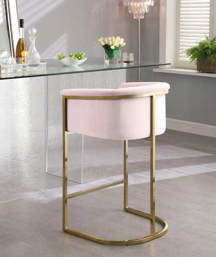 Donatella Velvet Counter Stool In Pink - 700Pink-C - ATL FURNITURE