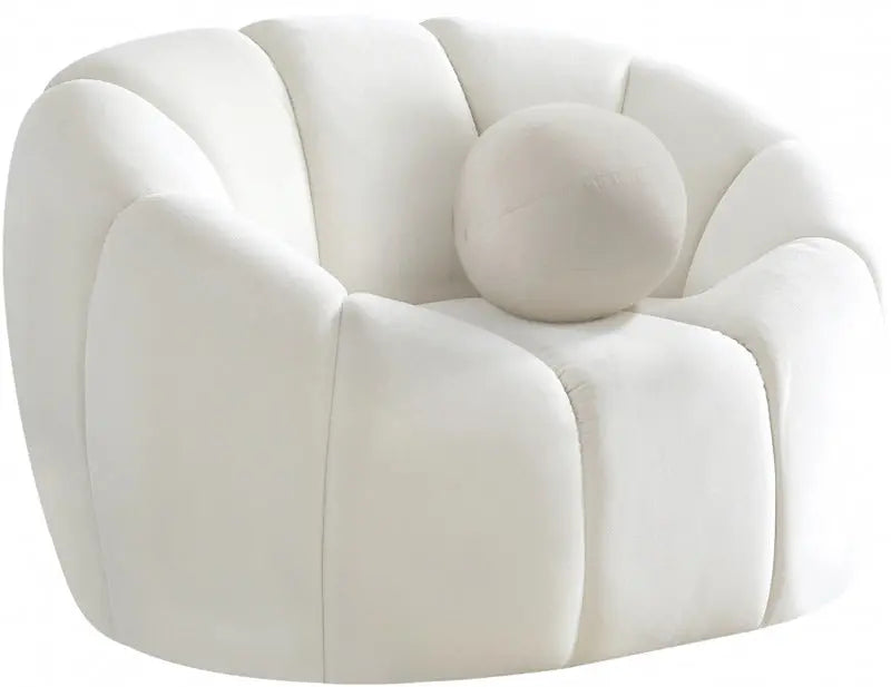 Meridian Furniture - Elijah Velvet Chair In Cream - 613Cream-C - ATL FURNITURE