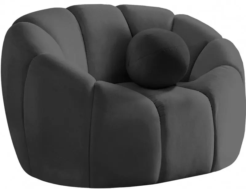 Meridian Furniture - Elijah Velvet Chair In Grey - 613Grey-C - ATL FURNITURE
