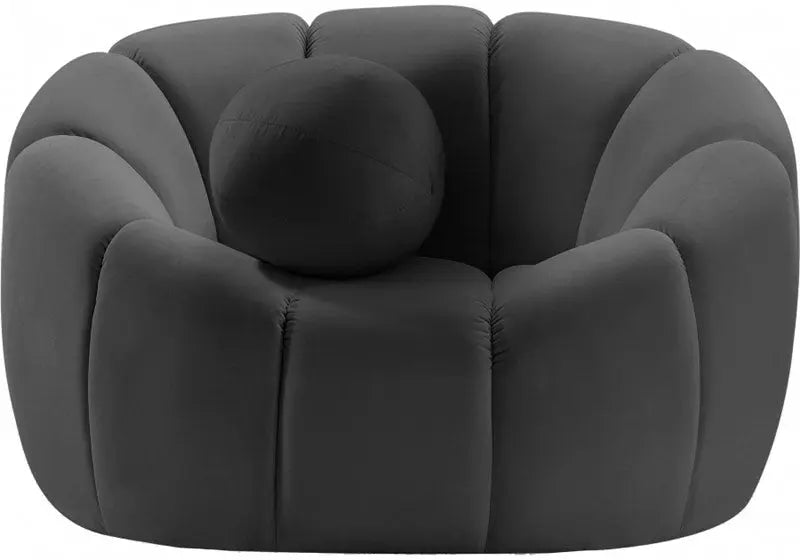Meridian Furniture - Elijah Velvet Chair In Grey - 613Grey-C - ATL FURNITURE