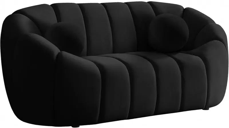 Meridian Furniture - Elijah Velvet Loveseat In Black - 613Black-L - ATL FURNITURE