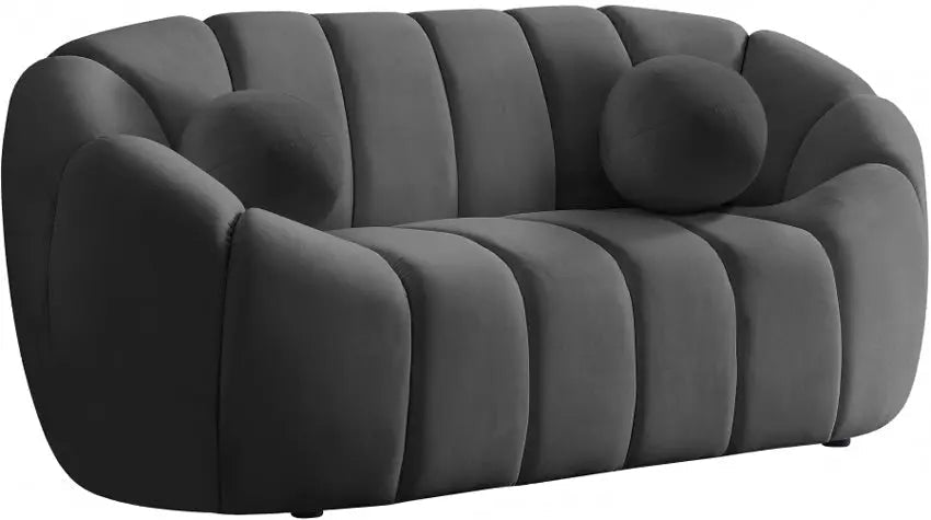 Meridian Furniture - Elijah Velvet Loveseat In Grey - 613Grey-L - ATL FURNITURE