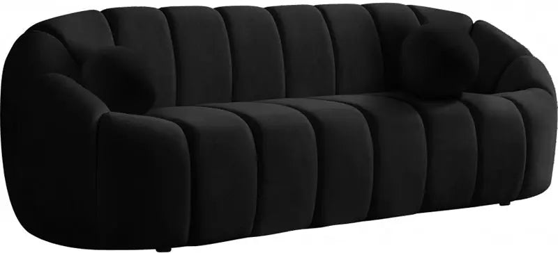 Meridian Furniture - Elijah Velvet Sofa In Black - 613Black-S - ATL FURNITURE