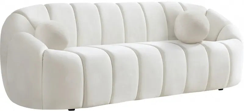 Meridian Furniture - Elijah Velvet Sofa In Cream - 613Cream-S - ATL FURNITURE