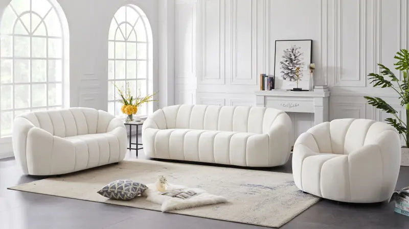 Meridian Furniture - Elijah Velvet Sofa In Cream - 613Cream-S - ATL FURNITURE