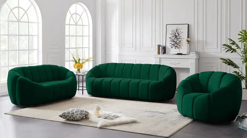 Meridian Furniture - Elijah Velvet Sofa In Green - 613Green-S - ATL FURNITURE