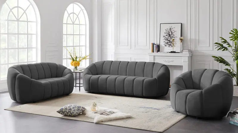 Meridian Furniture - Elijah Velvet Sofa In Grey - 613Grey-S - ATL FURNITURE