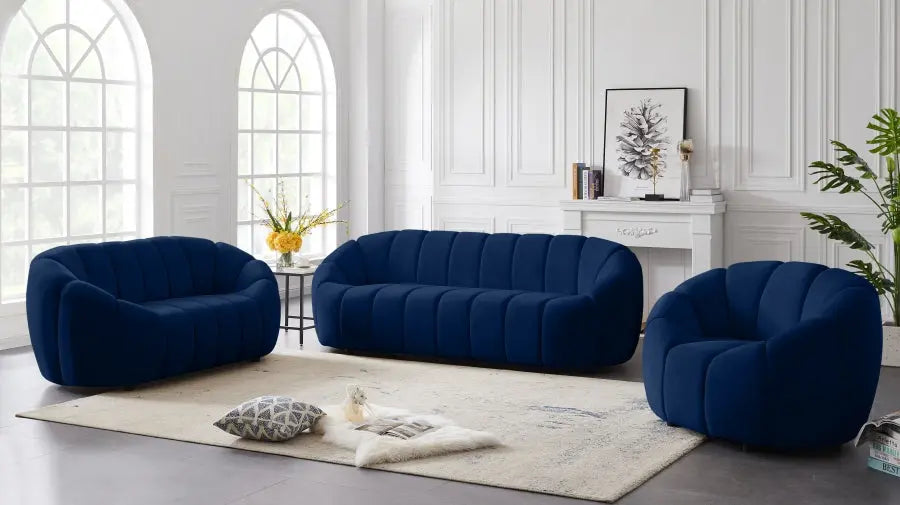 Meridian Furniture - Elijah Velvet Sofa In Navy - 613Navy-S - ATL FURNITURE