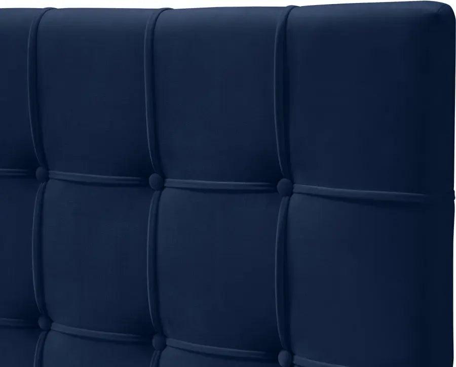 Elly Velvet Queen Bed In Navy - Ellynavy-Q - ATL FURNITURE