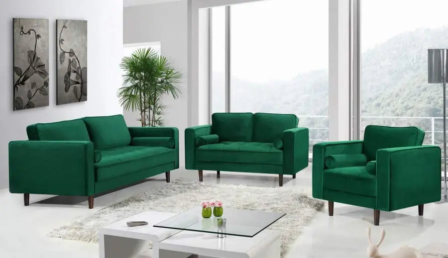 Meridian Furniture - Emily Velvet Loveseat In Green - 625Green-L - ATL FURNITURE