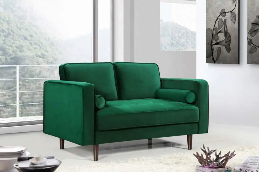 Meridian Furniture - Emily Velvet Loveseat In Green - 625Green-L - ATL FURNITURE