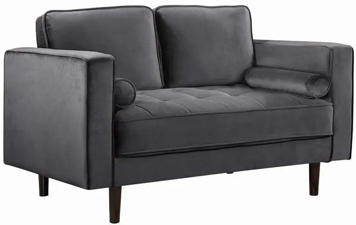 Meridian Furniture - Emily Velvet Loveseat In Grey - 625Grey-L - ATL FURNITURE