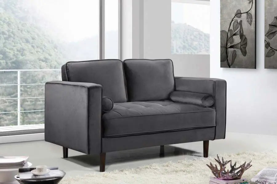 Meridian Furniture - Emily Velvet Loveseat In Grey - 625Grey-L - ATL FURNITURE