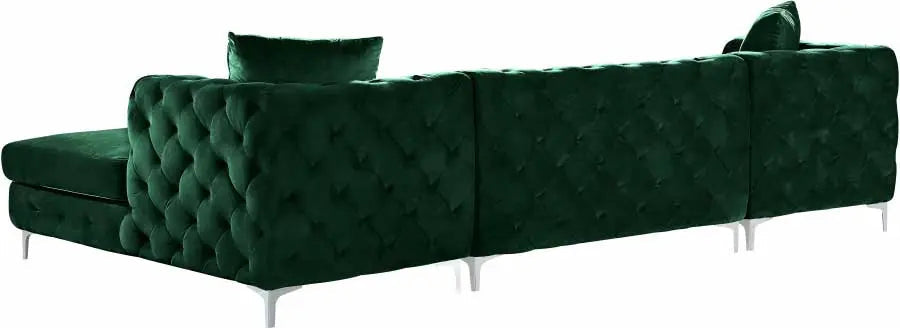 Gail Velvet 3 Piece Sectional In Green - ATL FURNITURE