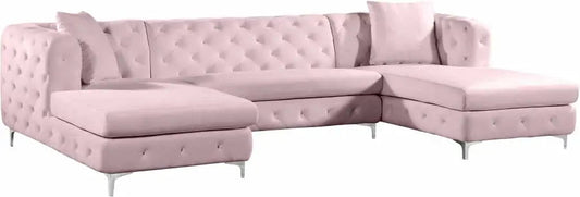 Gail Velvet 3 Piece Sectional In Pink - ATL FURNITURE