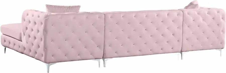 Gail Velvet 3 Piece Sectional In Pink - ATL FURNITURE