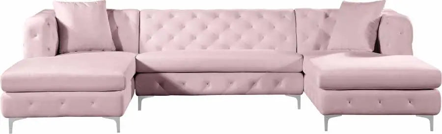 Gail Velvet 3 Piece Sectional In Pink - ATL FURNITURE