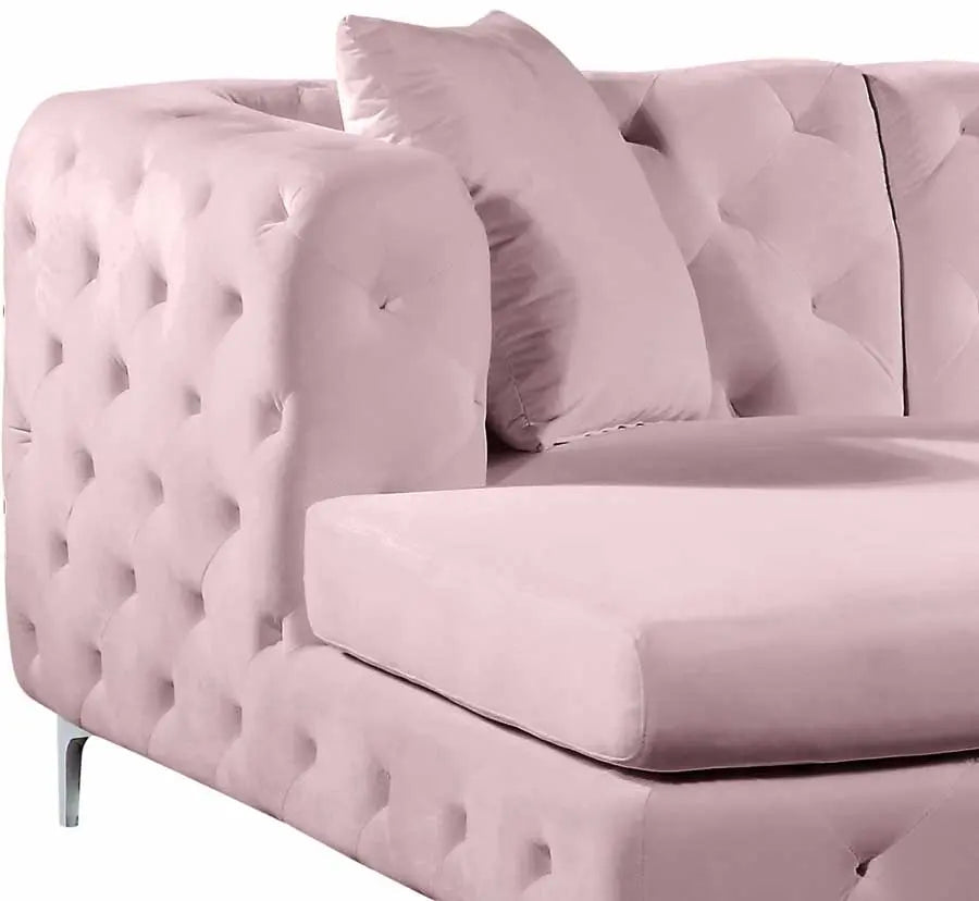 Gail Velvet 3 Piece Sectional In Pink - ATL FURNITURE