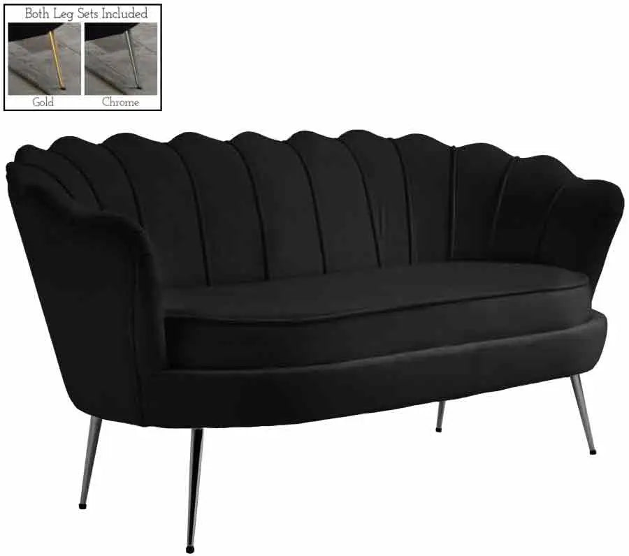 Meridian Furniture - Gardenia Velvet Loveseat In Black - 684Black-L - ATL FURNITURE