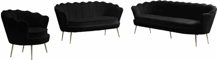 Meridian Furniture - Gardenia Velvet Loveseat In Black - 684Black-L - ATL FURNITURE