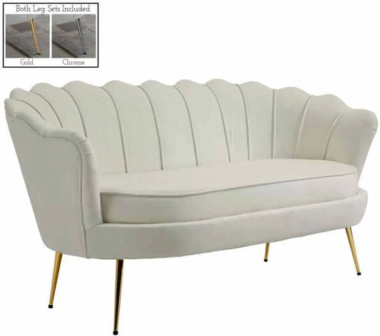 Meridian Furniture - Gardenia Velvet Loveseat In Cream - 684Cream-L - ATL FURNITURE