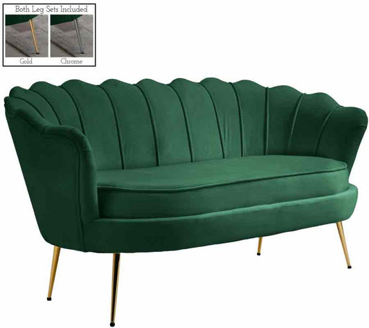 Meridian Furniture - Gardenia Velvet Loveseat In Green - 684Green-L - ATL FURNITURE