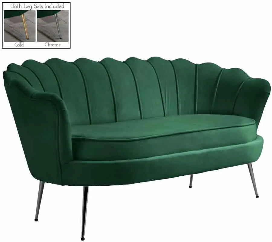 Meridian Furniture - Gardenia Velvet Loveseat In Green - 684Green-L - ATL FURNITURE