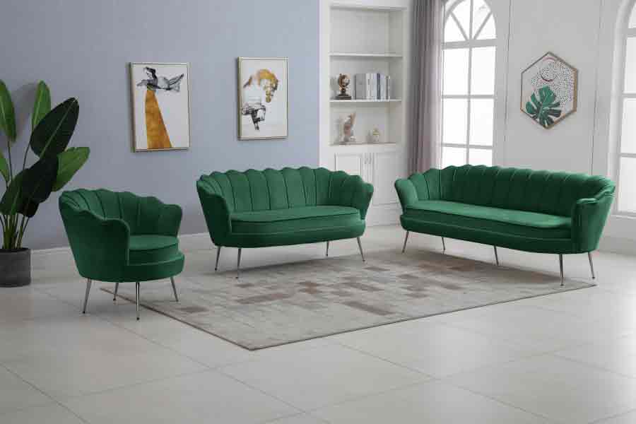 Meridian Furniture - Gardenia Velvet Loveseat In Green - 684Green-L - ATL FURNITURE