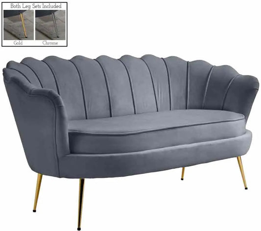 Meridian Furniture - Gardenia Velvet Loveseat In Grey - 684Grey-L - ATL FURNITURE