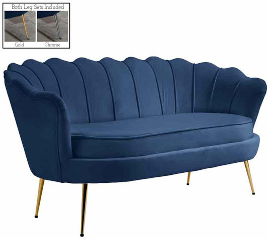 Meridian Furniture - Gardenia Velvet Loveseat In Navy - 684Navy-L - ATL FURNITURE