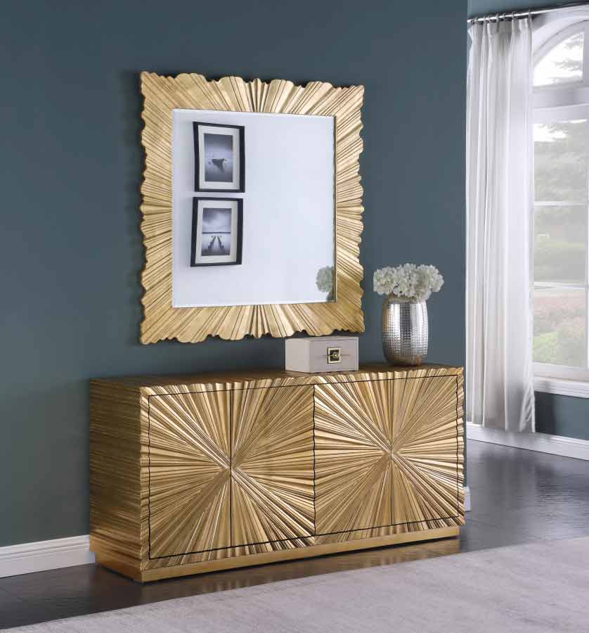 Meridian Furniture - Golda Mirror In Gold Leaf - 447-M - ATL FURNITURE